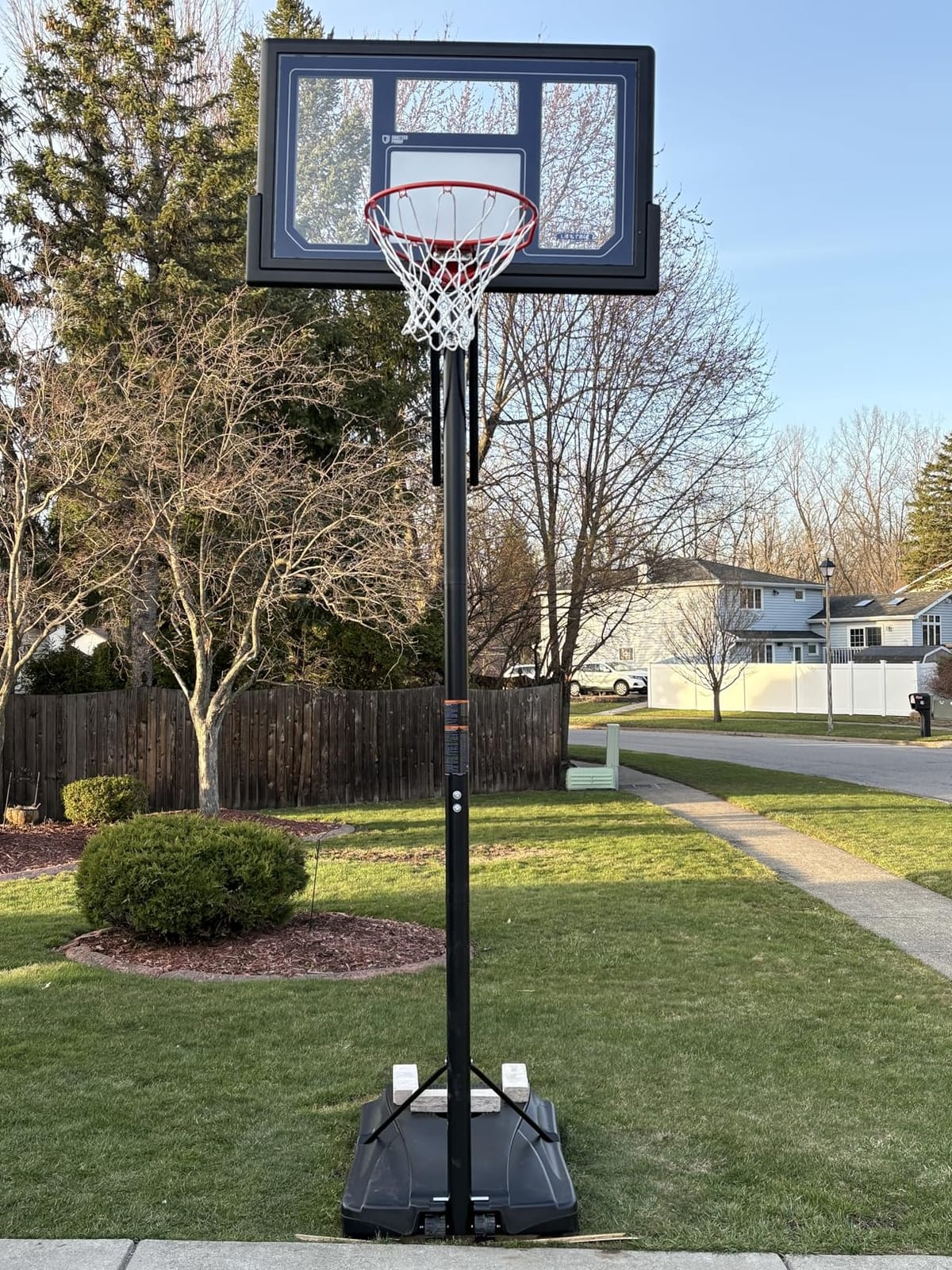Lifetime 1529 Courtside Height Adjustable Portable Basketball System, 50 Inch Shatterproof Backboard, Black/Red/Blue customer photo 1