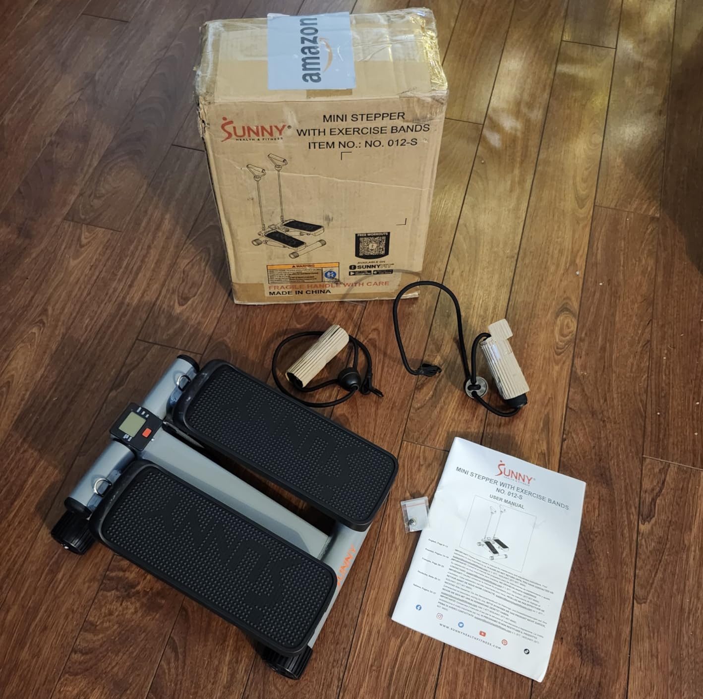 Sunny Health & Fitness Mini Steppers for Exercise at Home, Stair Step Workout Machine with Resistance Bands, Full Body Cardio Equipment, Optional Free SunnyFit App Connection Smart Stepper customer photo 1