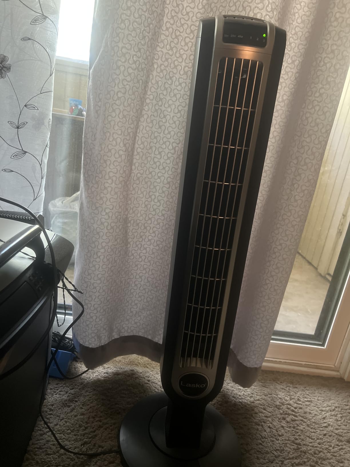 Lasko Oscillating Tower Fan with Remote Control and Timer - Quiet Standing Fan for Bedroom, Office, and Home - 3 Speeds - Powerful Cooling Air - 2511 - 36