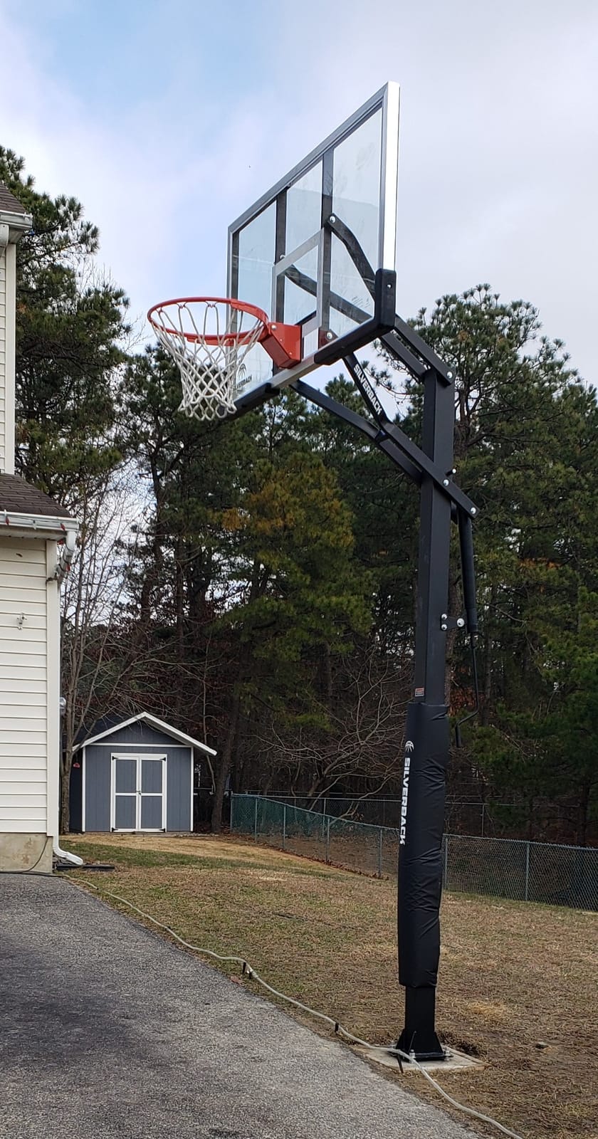 Silverback Height Adjustable In-Ground Basketball Hoop with Tempered Glass Backboard, Pro-Style Breakaway Rim & Backboard Pad customer photo 2