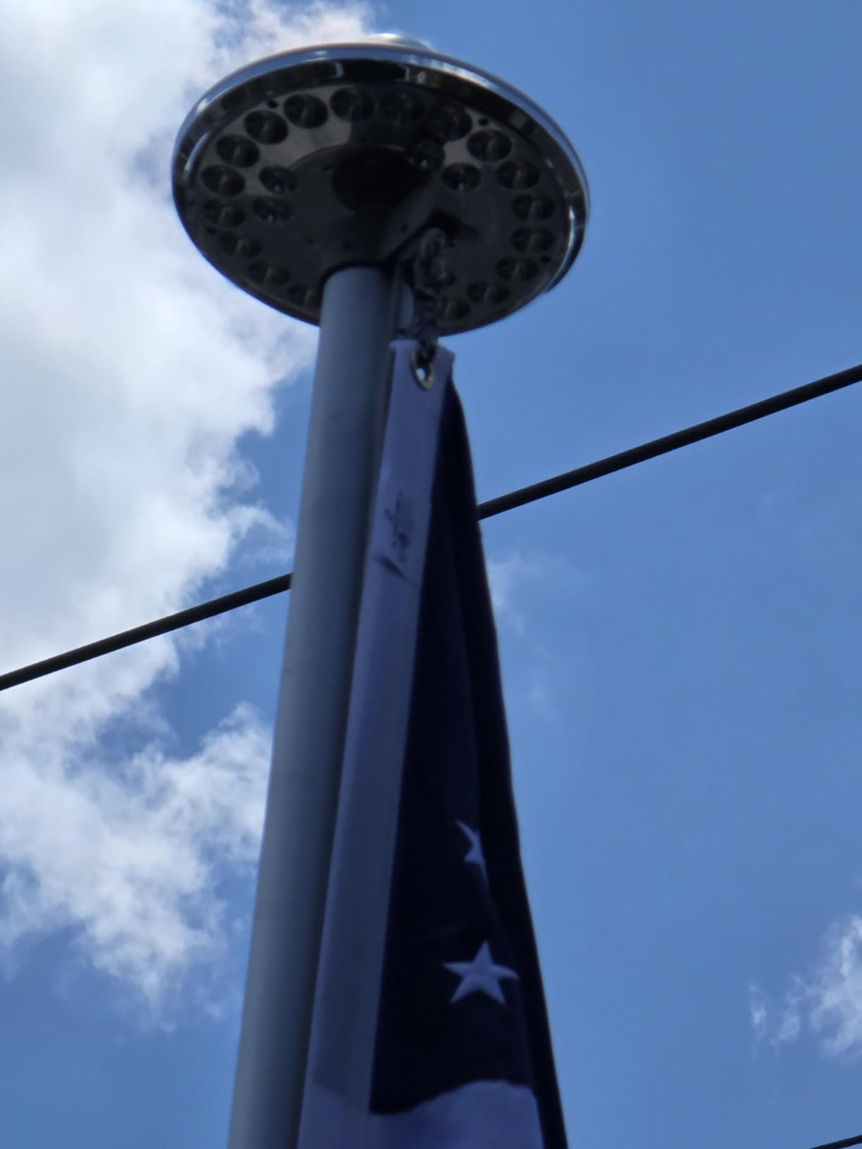 Deluxe Solar Powered Flagpole Light, Silver | Dusk to Dawn 12+ Hours, 26 LED, 1300 Lumen, Waterproof, 100% Coverage customer photo 2