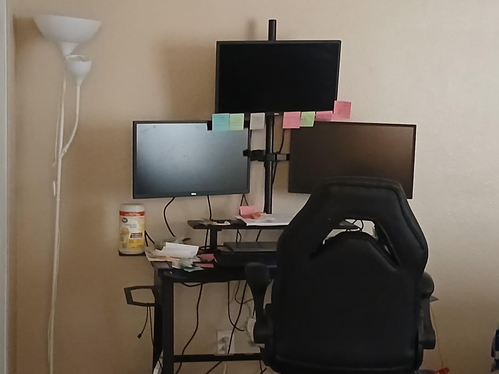 VIVO Triple LCD LED Computer Monitor Desk Stand, Free Standing Heavy Duty Fully Adjustable Mount for 3 Screens up to 30 inches STAND-V003E customer photo 1