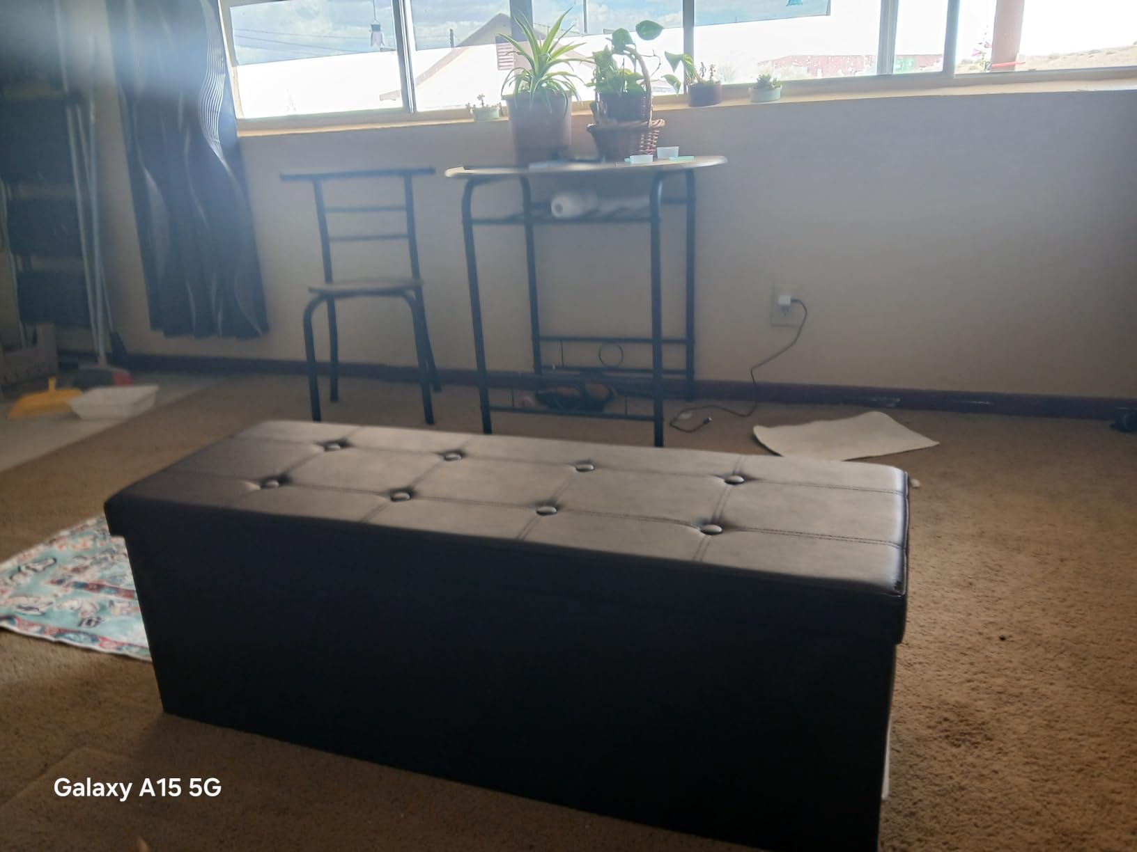 SONGMICS MAZIE Collection - 43 Inches Folding Storage Ottoman Bench, Ottoman with Storage, Foot Rest Stool, Load 660 lb, for Living Room, Synthetic Leather, Black ULSF701 customer photo 2