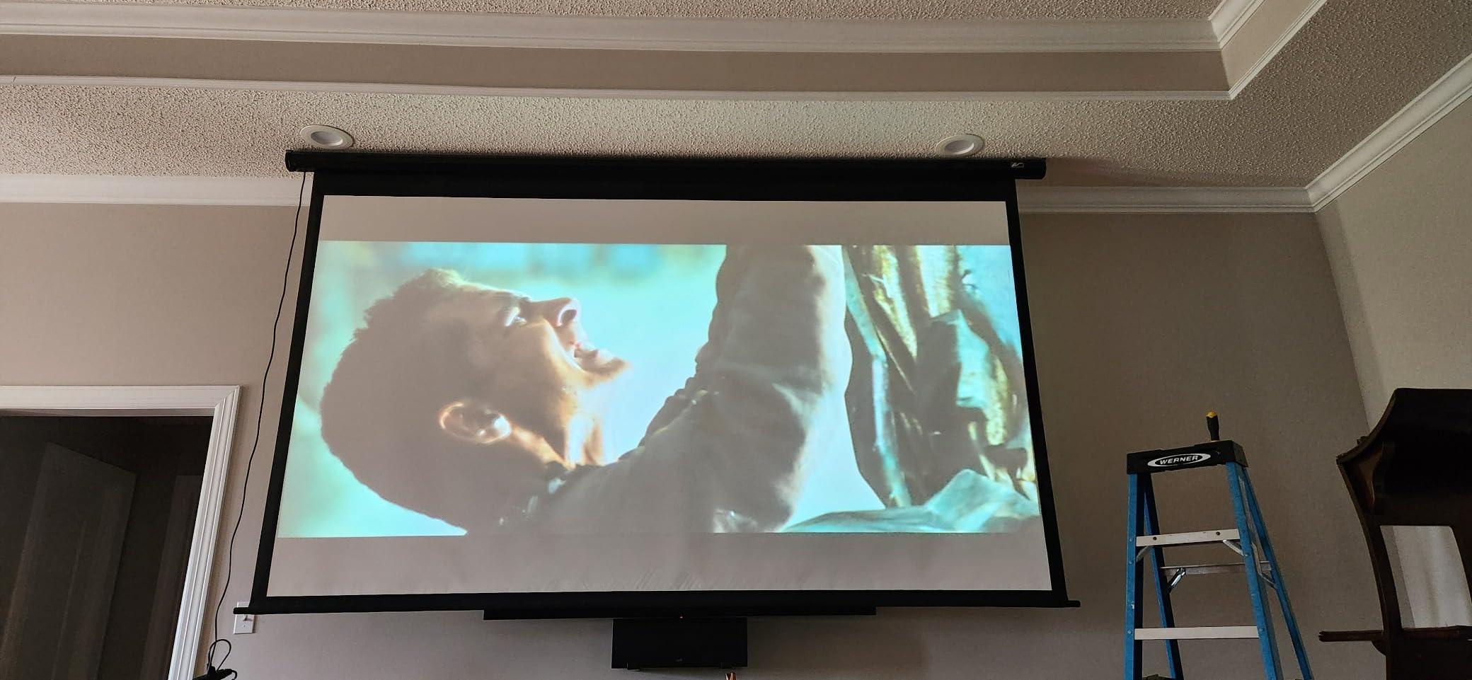 Elite Screens Spectrum 125-inch Diag 16:9 Projector Screen Moiré-Free Electric Motorized Sound Transparent Perforated Weave 4K Ultra HD Ready Drop Down Black Projection Screen ELECTRIC125H-AUHD customer photo 1