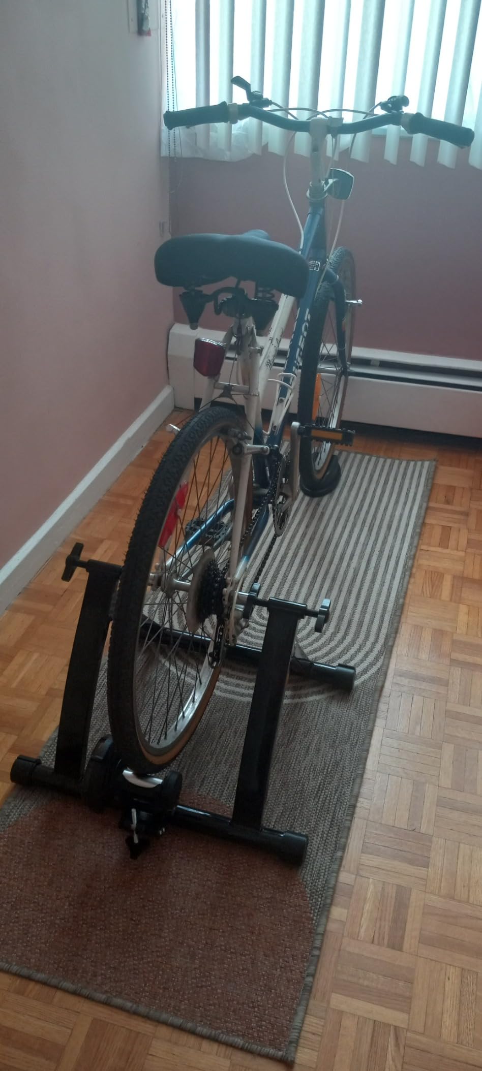 Yaheetech Magnetic Steel Bike Trainer Stand for Indoor Riding, 26-28in/700C | Quiet, Adjustable Magnetic Resistance and a Sturdy Steel Frame Keep Your Road or Mountain Bike Stable for Indoor Training customer photo 1