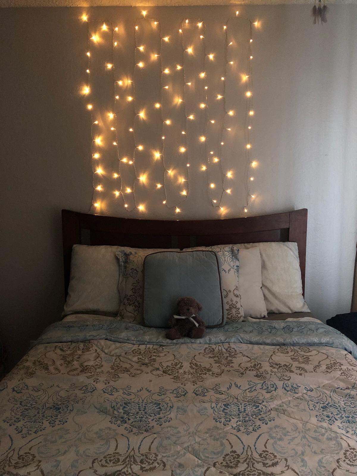 36ft 100 LED Battery Operated String Lights with Timer, IP65 Waterproof Clear String, 8 Modes Warm White customer photo 1