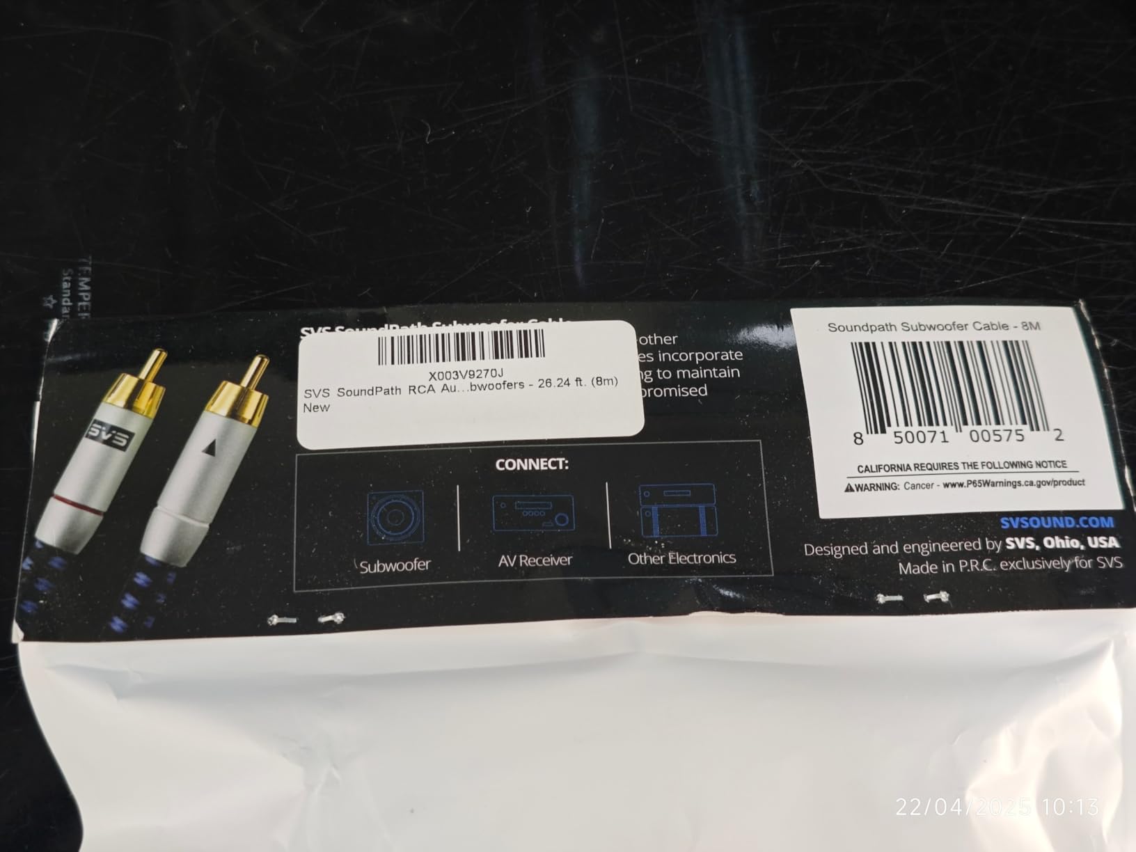 SVS SoundPath RCA Audio Interconnect Subwoofer Cable - Each (8 Meter) customer photo 2