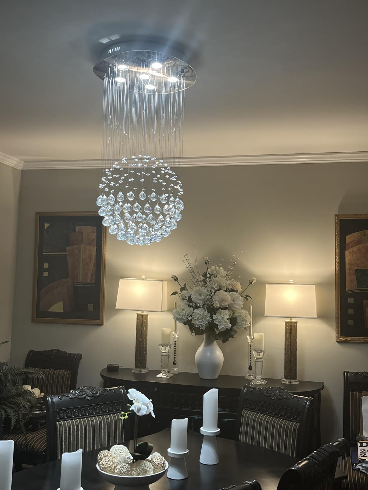 Saint Mossi Chandelier Modern K9 Crystal Raindrop Chandelier Lighting Flush mount LED Ceiling Light Fixture Pendant Lamp for Dining Room Bathroom Bedroom Livingroom 6 GU10 LED Bulbs Required customer photo 2