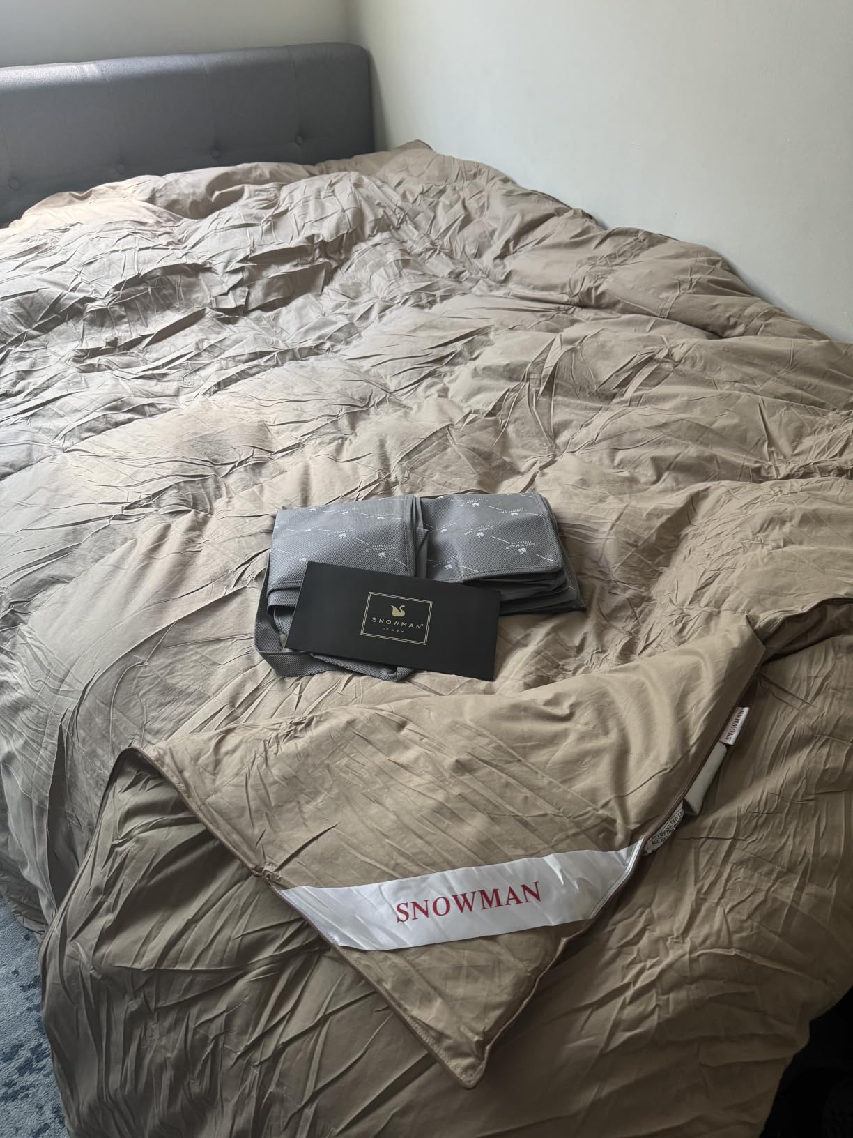 SNOWMAN Premium Down Comforter Queen Size, Khaki Duvet Insert All Season customer photo 1