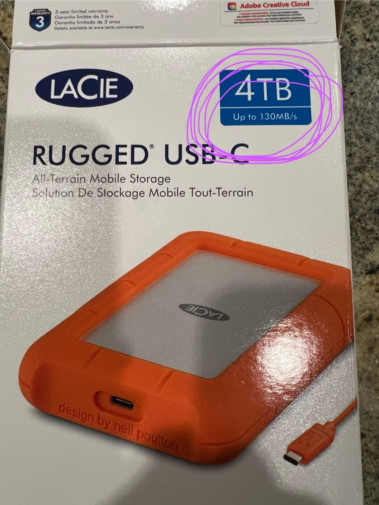 LaCie Rugged USB-C, 4TB, Portable External Hard Drive, Drop, Shock, Dust, Rain Resistant, for Mac & PC (STFR4000800) customer photo 1