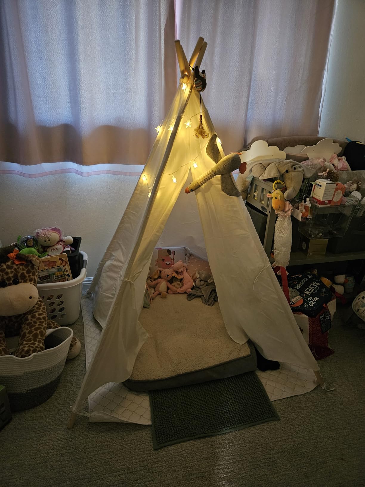 Little Dove Teepee Tent for Kids with Star Lights, Mat & Campfire Toy customer photo 2