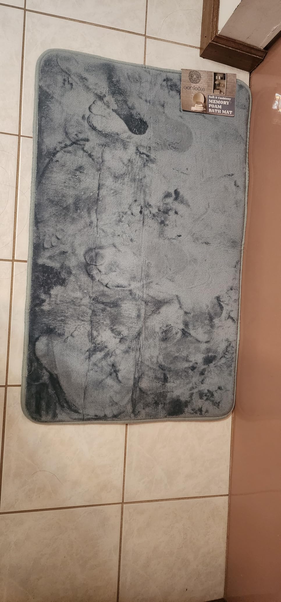 Memory Foam Bath Mat Non Slip Absorbent Super Cozy Velvet Bathroom Rug Carpet (17 inches X 24 inches, Grey) customer photo 1