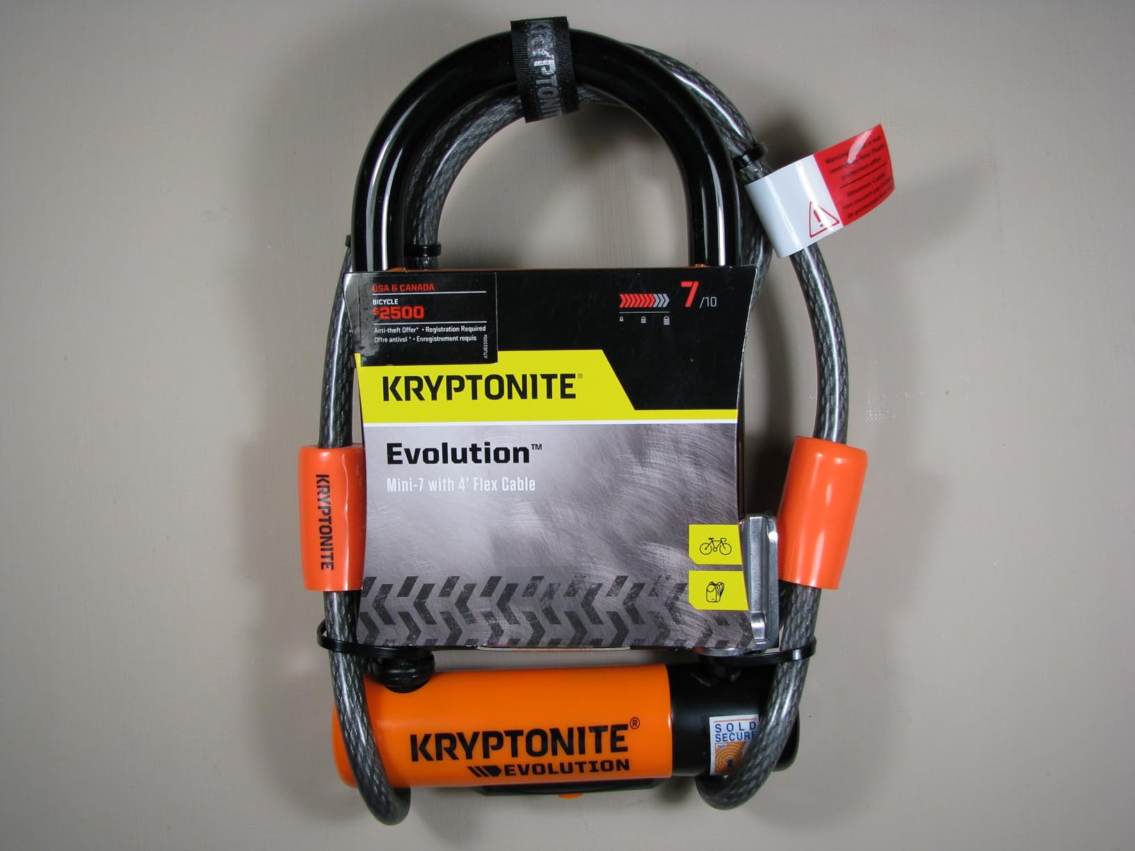 Kryptonite Evolution Mini-7 Bike U-Lock, 13mm Steel Shackle, Sold Secure Gold Certified customer photo 1