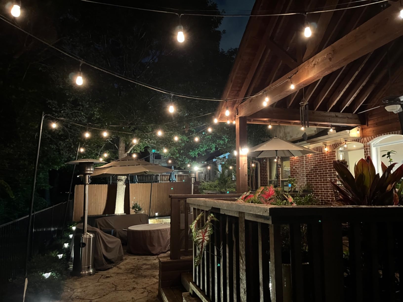 SUNTHIN 2 Pack 48FT Outdoor String Lights,Hanging Incandescent String Lights Commercial Grade Waterproof Patio Light Outside with Dimmable Connectable Edison Glass Bulbs for Bistro,Party,Holiday Decor customer photo 2