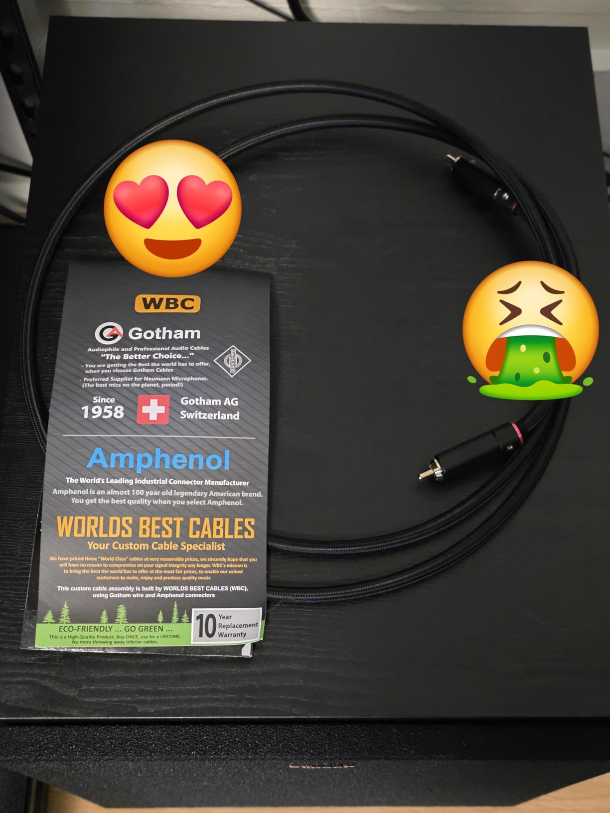 Monoprice Digital Coaxial Audio/Video RCA Subwoofer Cable - CL2 Rated, RG-6/U, 75-ohm, 6 Feet, Black - Onix Series customer photo 1
