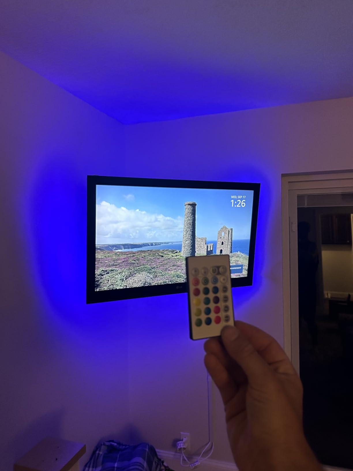 PANGTON VILLA TV LED Backlight for 40-60 Inch TV, 8.2ft LED Lights for TV with Bluetooth APP & Remote Control, 16 Color Led Strip Lights Changing TV Lights Behind with Music Sync for Bedroom customer photo 2