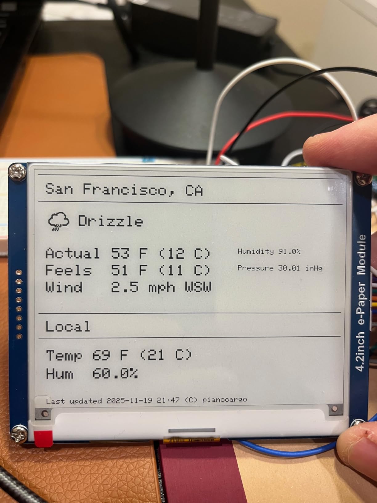 Waveshare 4.2inch E-Ink Display Module Compatible with Raspberry Pi 5/4B/3B/Zero/Zero W/Zero 2W/Pico/Pico W/Pico WH, 400x300 Resolution SPI Interface customer photo 2