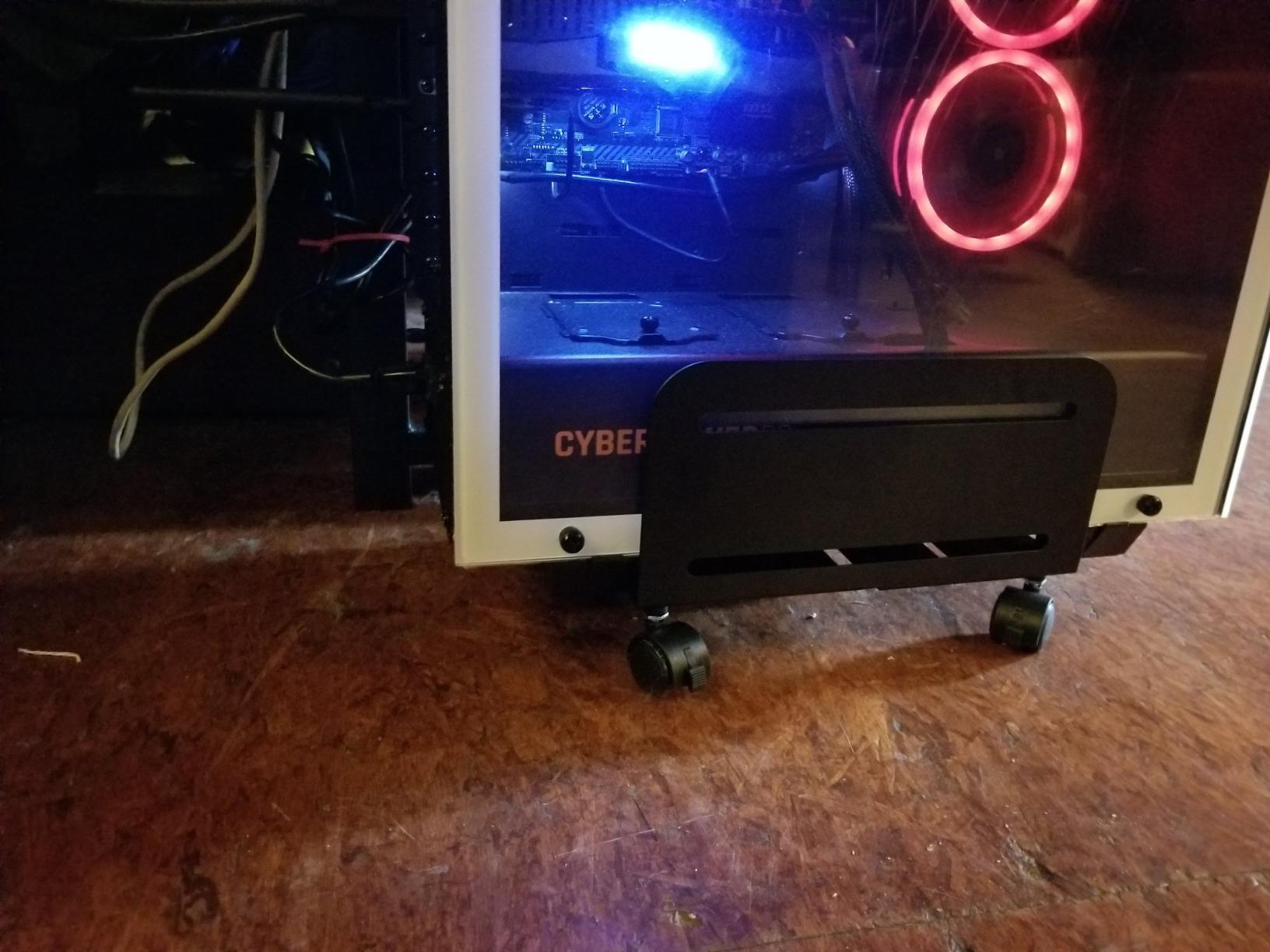 VIVO Computer Mid-Tower Case, CPU Steel Rolling Stand, Adjustable Mobile Cart Holder with Locking Caster Wheels, Black, CART-PC01 customer photo 1
