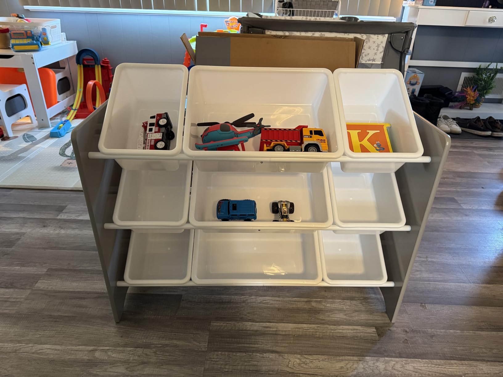 Delta Children MySize 9 Bin Plastic Toy Organizer - Greenguard Gold Certified, Grey customer photo 2
