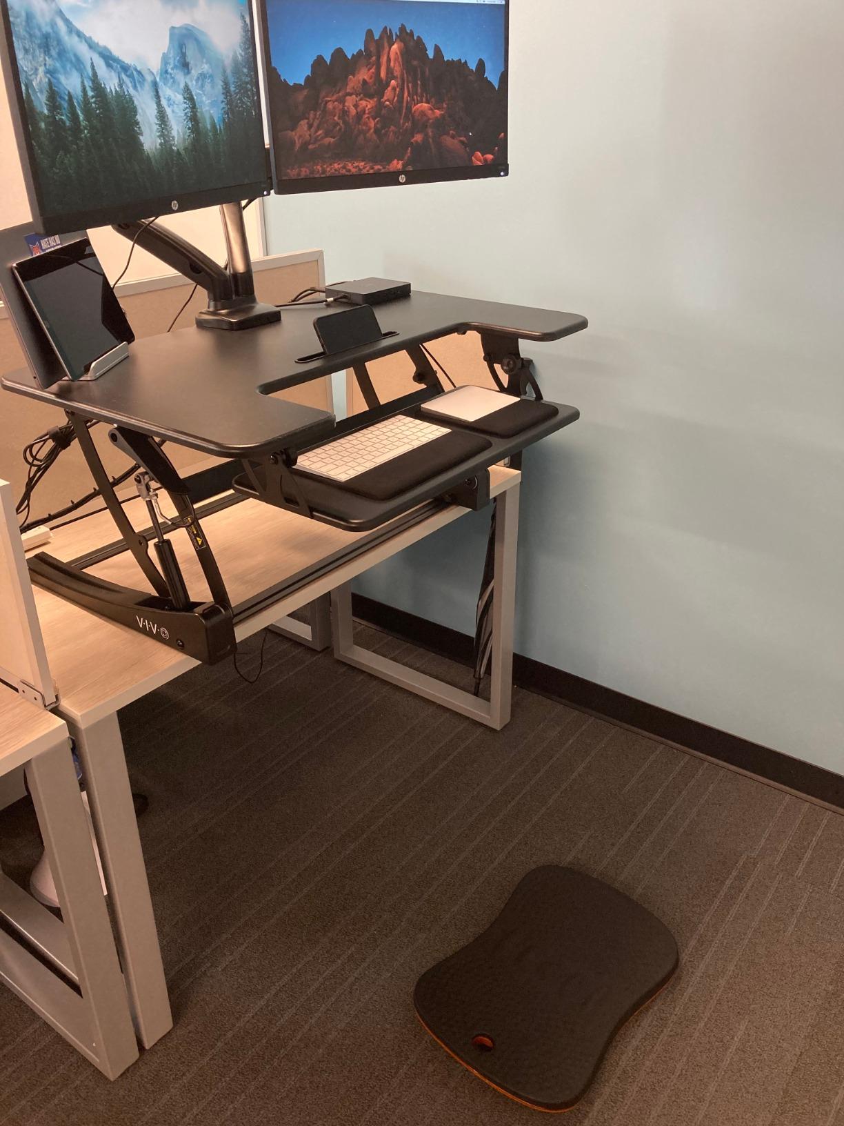 VIVO 36 inch Height Adjustable Stand Up Desk Converter, V Series, Quick Sit to Stand Tabletop Dual Monitor Riser Workstation, Black, DESK-V000V customer photo 2