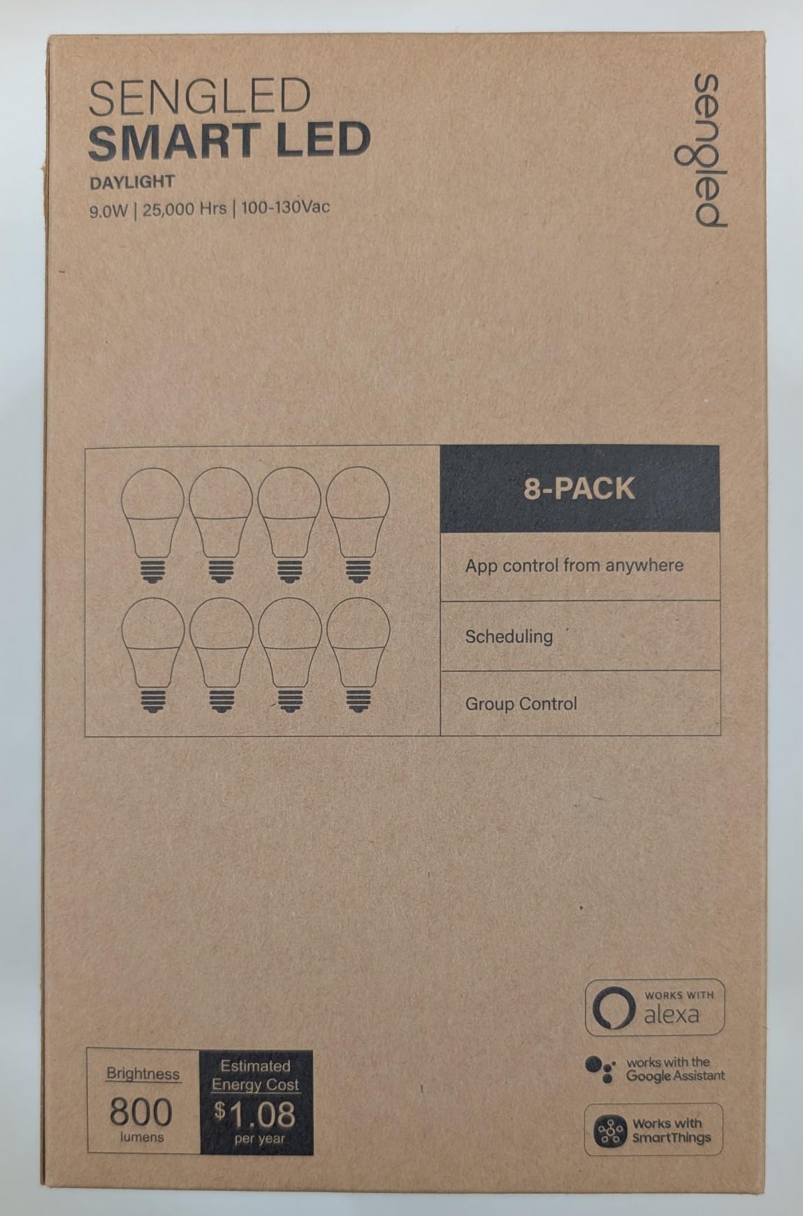 Sengled Zigbee Smart Light Bulbs, Smart Hub Required, Works with SmartThings and Echo with built-in Hub, Voice Control with Alexa and Google Home, Daylight 60W Equivalent A19 Alexa Light Bulb, 8 Pack customer photo 2
