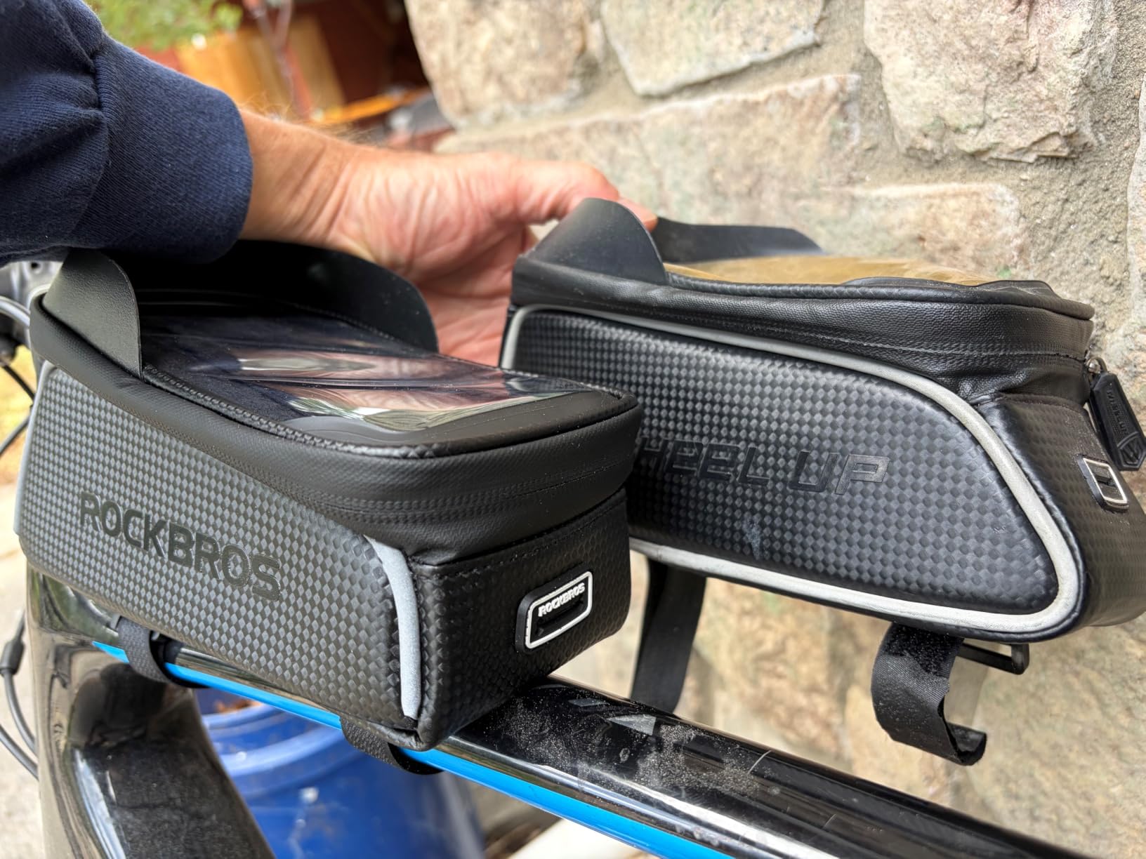 ROCKBROS Bike/Bicycle Phone Front Frame Bag, Waterproof, Tube Cycling Pouch customer photo 2
