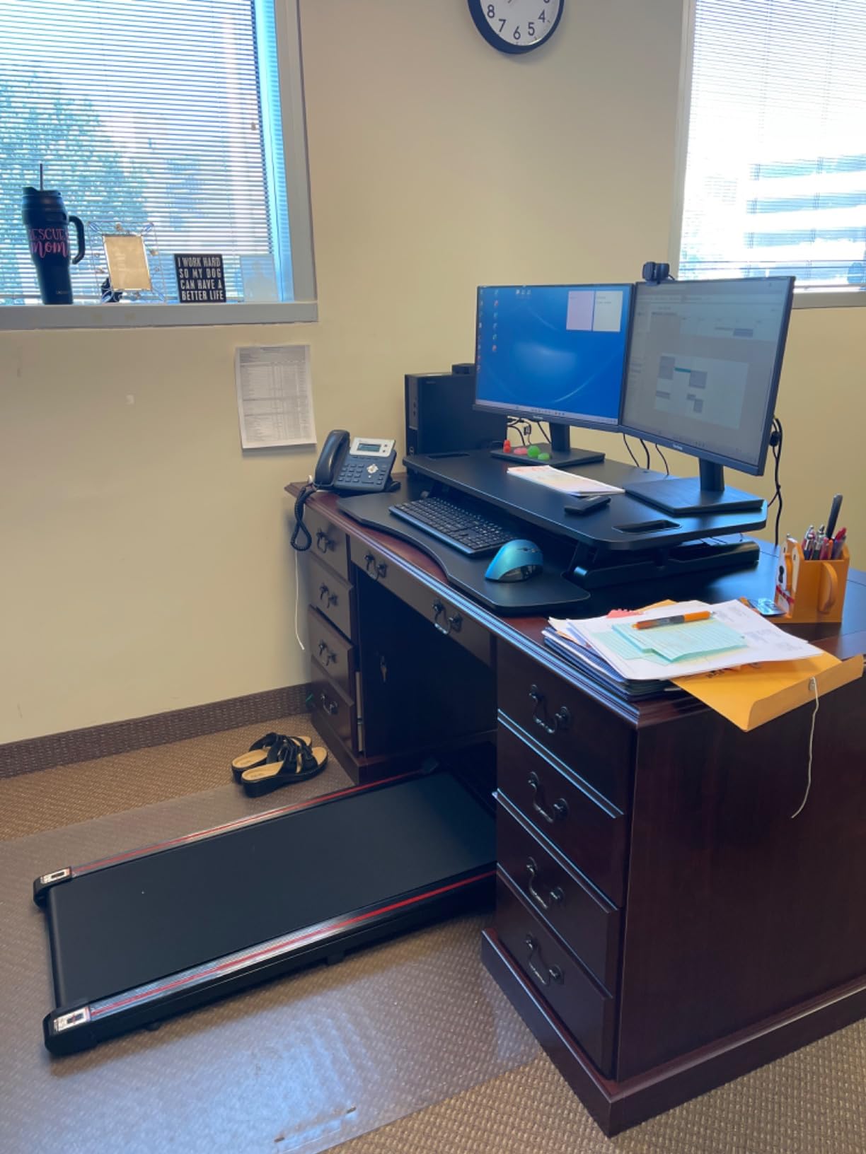 VIVO Extra Wide 38 inch Corner Desk Converter, K Series, Height Adjustable Sit to Stand Riser, Dual Monitor and Laptop Workstation with Wide Keyboard Tray, Black, DESK-V000KL customer photo 2