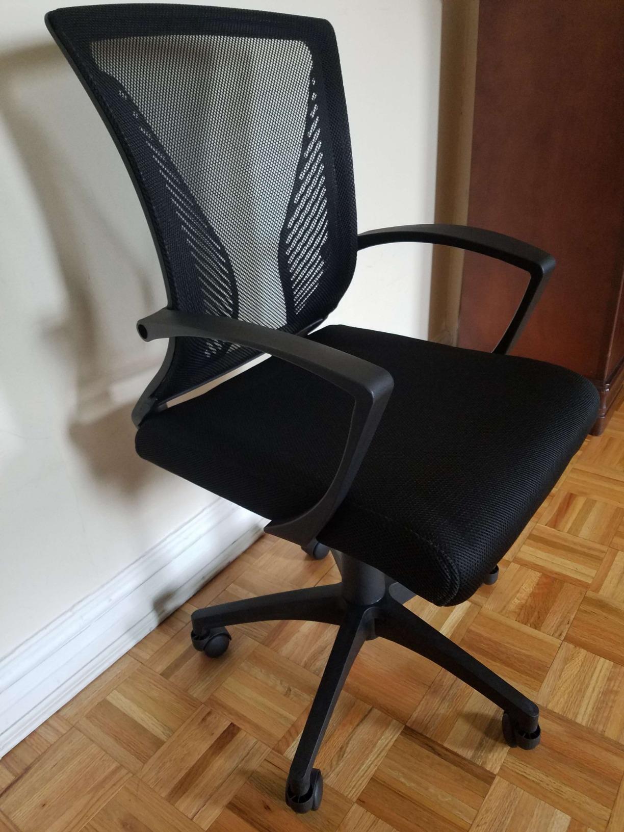 Furmax Office Chair Ergonomic Computer Desk Mesh Chair Mid Back Swivel Lumbar Support with Armrest (1, Black) customer photo 2