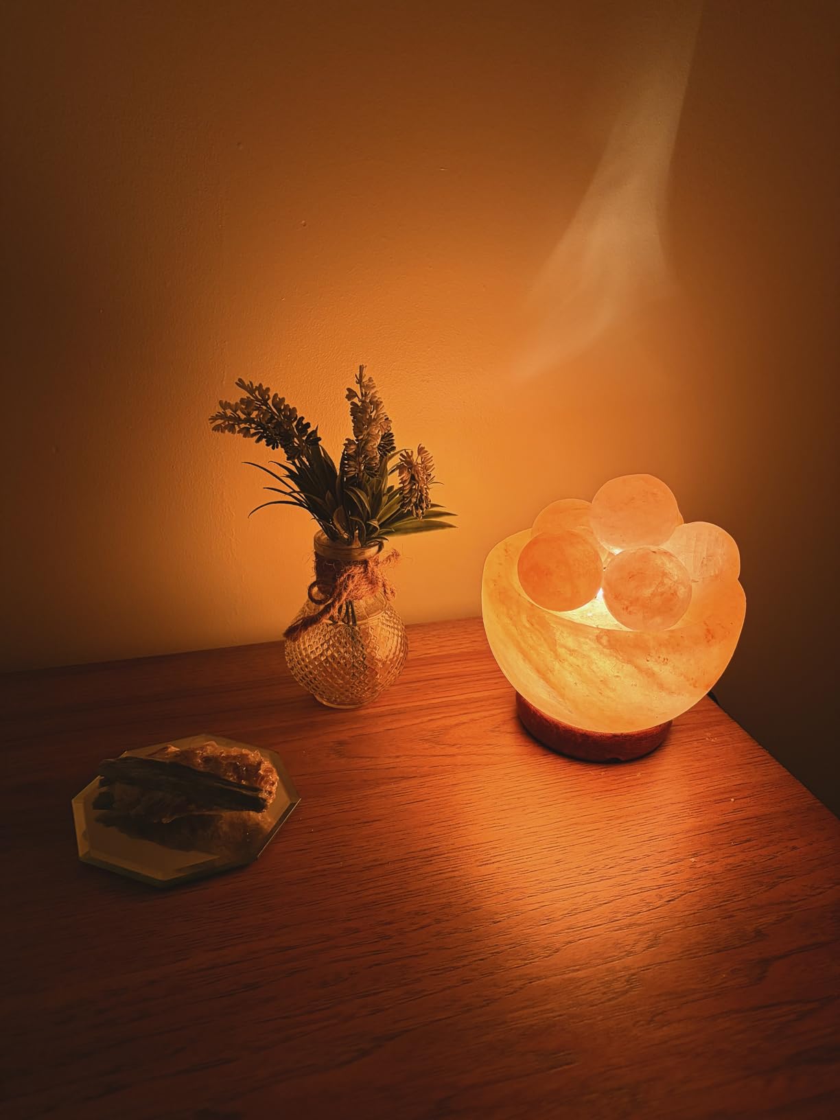 UMAID Himalayan Salt Lamp Bowl with 6 Himalayan Salt Massage Stones, Dimmable Pink Rock Salt Lamp customer photo 1