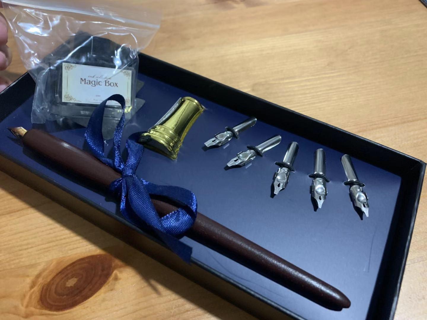Plotube Calligraphy Pen Set, 11 Nibs, Black Ink, Pen Stand customer photo 1