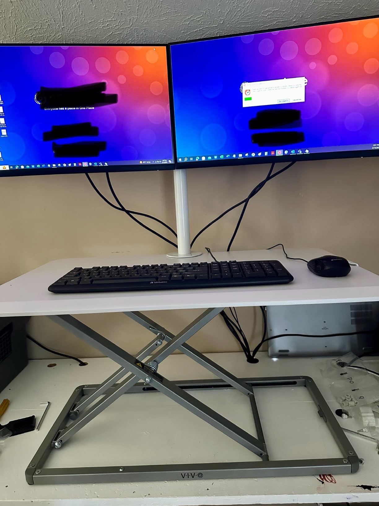 VIVO Black 29 in Single Top Standing Desk Converter, DESK-V000U, Economy, Height Adjustable, Sit Stand Tabletop Monitor and Laptop Riser Workstation, No Assembly Required, Black Frame customer photo 1
