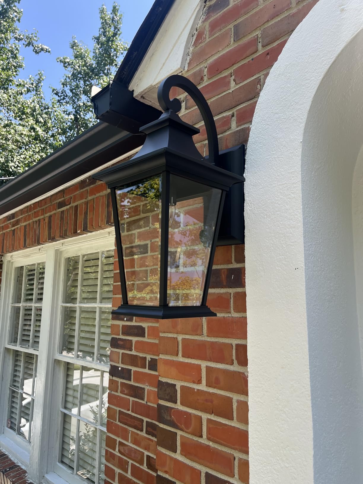 Emliviar Outdoor Wall Lantern, 1-Light Exterior Wall Mount Light with Clear Glass in Black Finish, 18 inch Height, 500181 customer photo 2