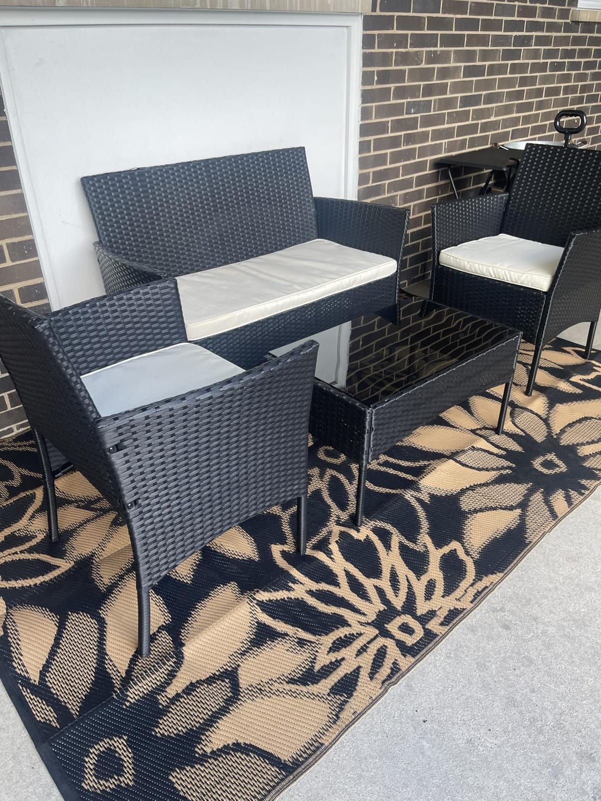 FDW 4-Piece Patio Furniture Set | Black | Outdoor Wicker Furniture customer photo 1
