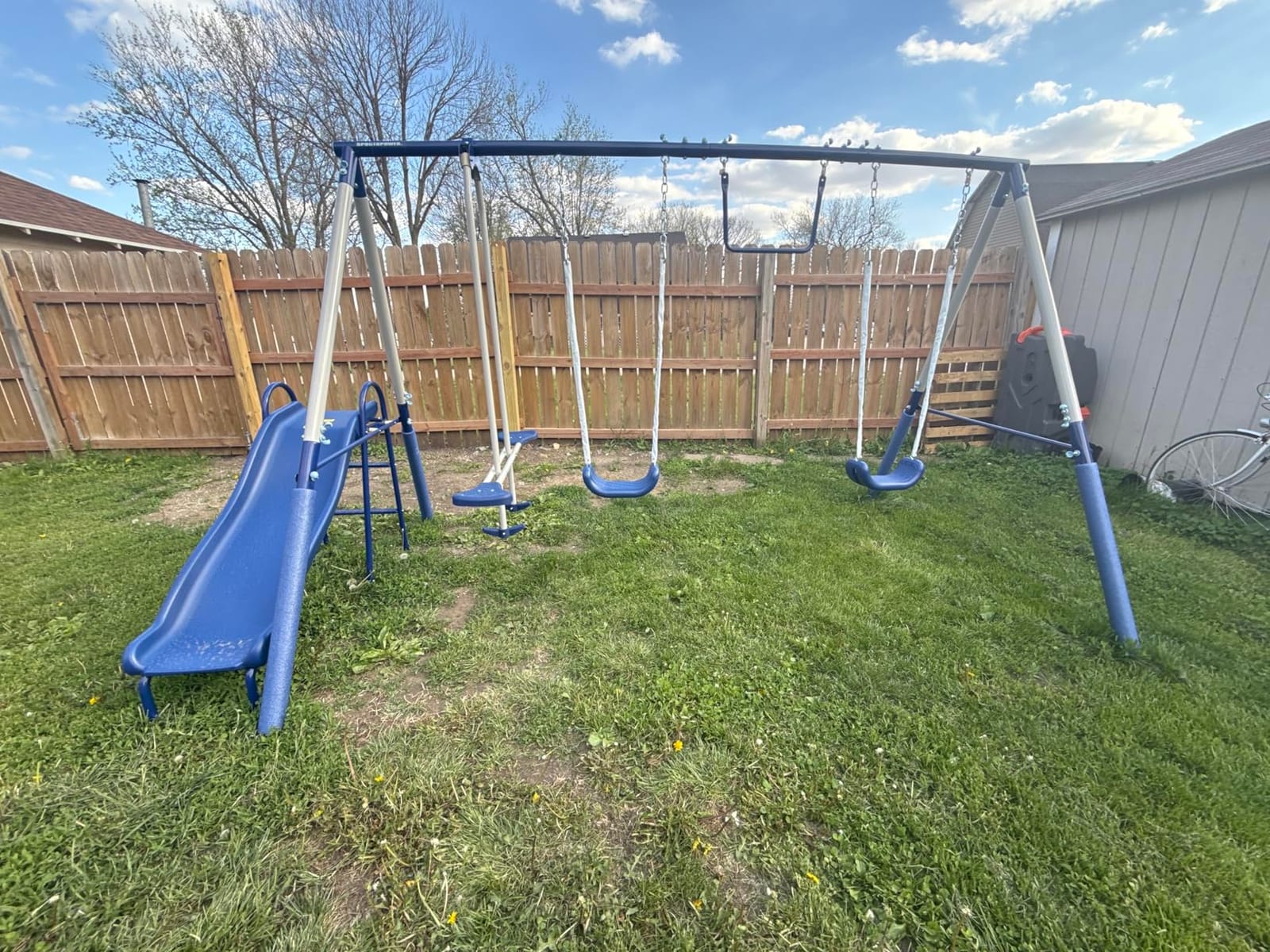 Sportspower Arcadia Metal Swing Set for Kids - Trapeze, 2-Person Glider, 5ft Slide, Anchor Kit, 6.1' Durable Steel Frame - Outdoor Backyard Playset with 600 lb Capacity customer photo 1
