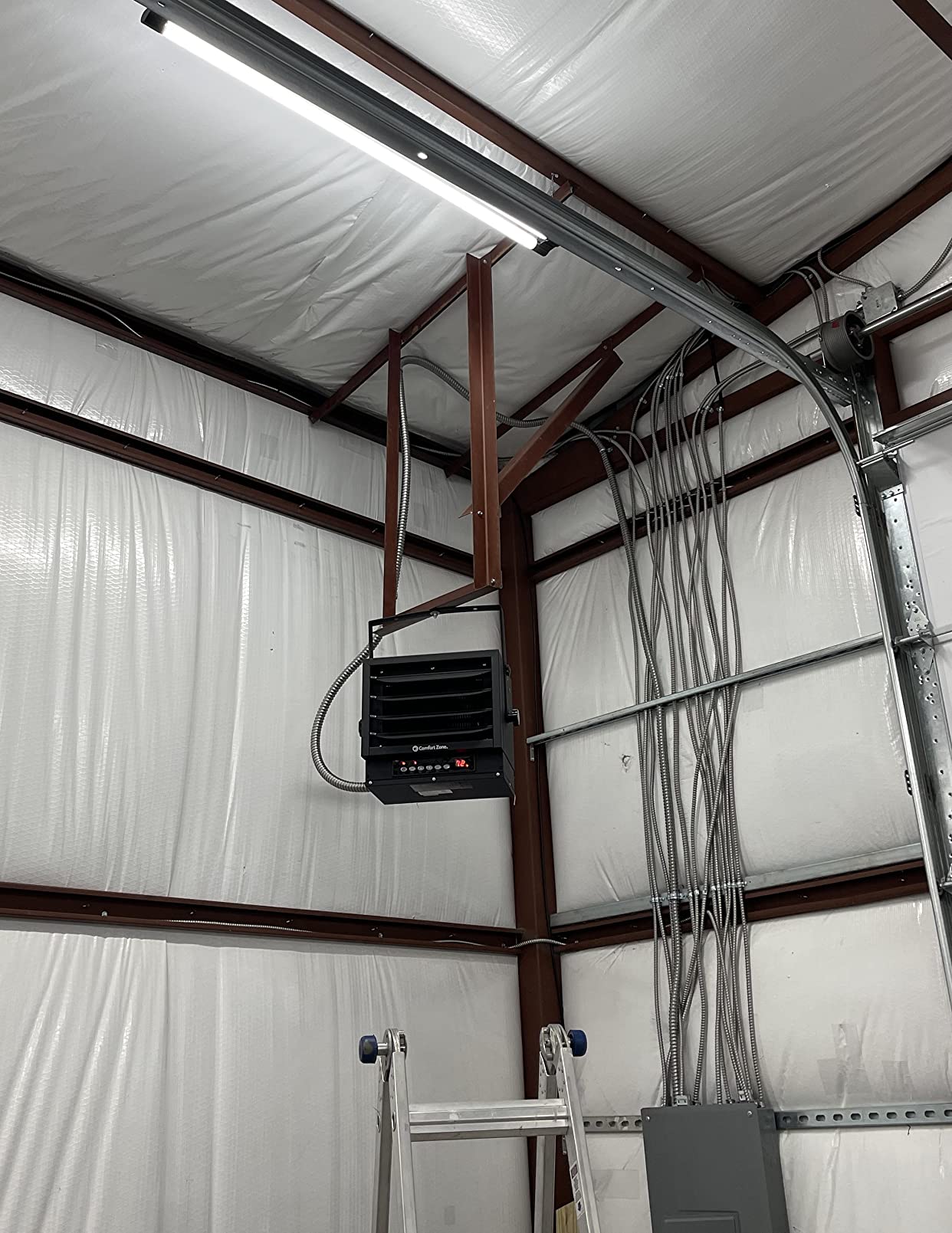Comfort Zone Hard-Wired Ceiling Mount Garage Space Heater with Remote, 7,500 Watt, 240 Volt, Fan-Forced, Overheat Protection, Digital Thermostat, 12-Hour Timer, Ideal for Garage & Workshop, CZ230ER customer photo 1