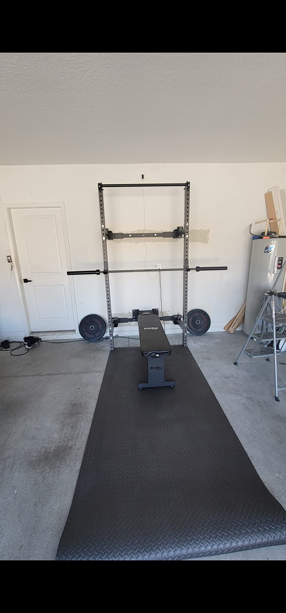 PRx Performance Wall Mounted Folding Power Squat Rack - Heavy Duty Adjustable Pull Up Bar, Space Saving Home Gym Equipment with Durable J-Cups, Ideal for Weight Lifting and Strength Training - Black customer photo 1