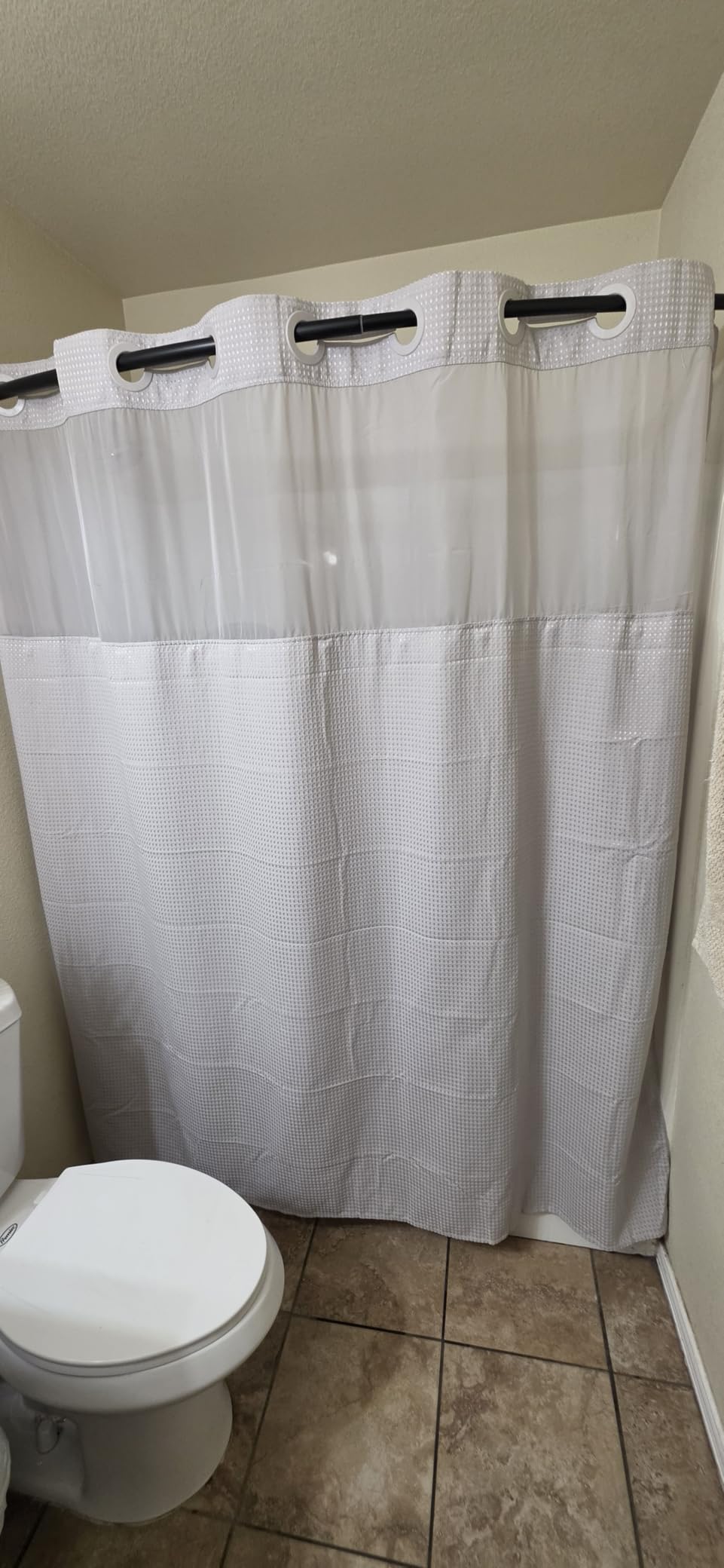 RiverDream Heavyweight Waffle No Hook Shower Curtain with Liner,White,71x74 customer photo 1