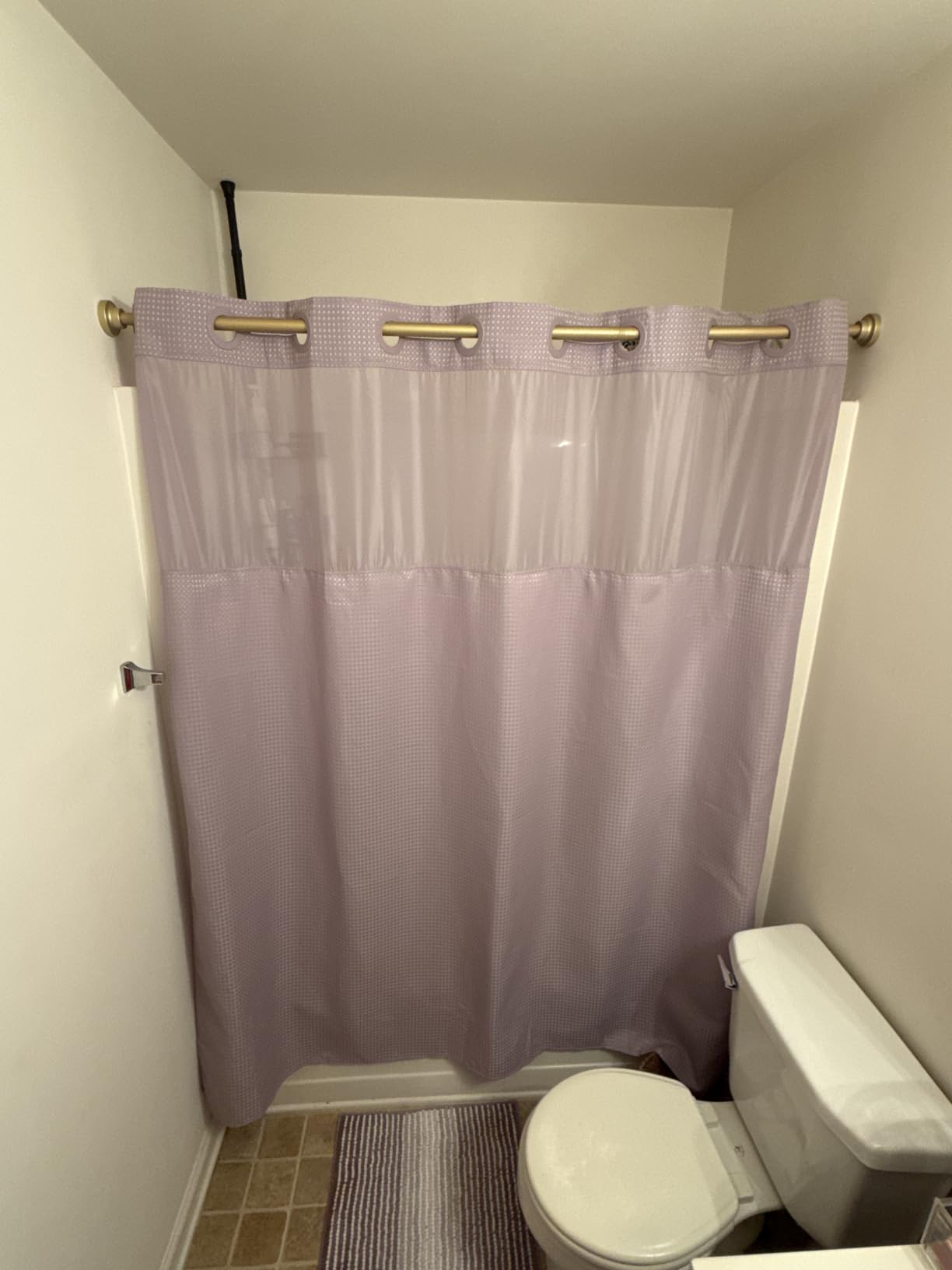 RiverDream Heavyweight Waffle No Hook Shower Curtain with Liner,White,71x74 customer photo 2