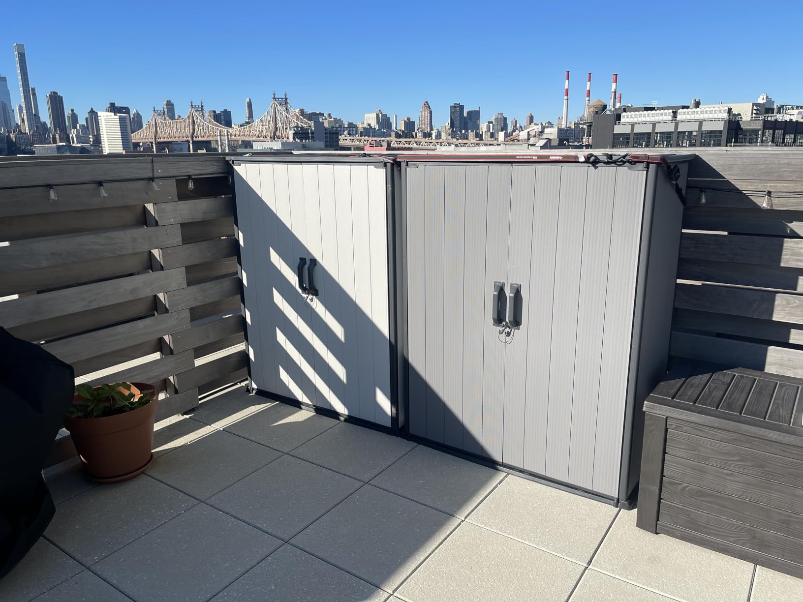 Keter Premier Tall 4.6x5.6 ft Resin Outdoor Storage Shed, Backyard Garden Shed with Shelving Brackets for Tools, Patio Furniture, Pool & Bike Storage, Grey & Black, 62 cu. ft Capacity customer photo 1