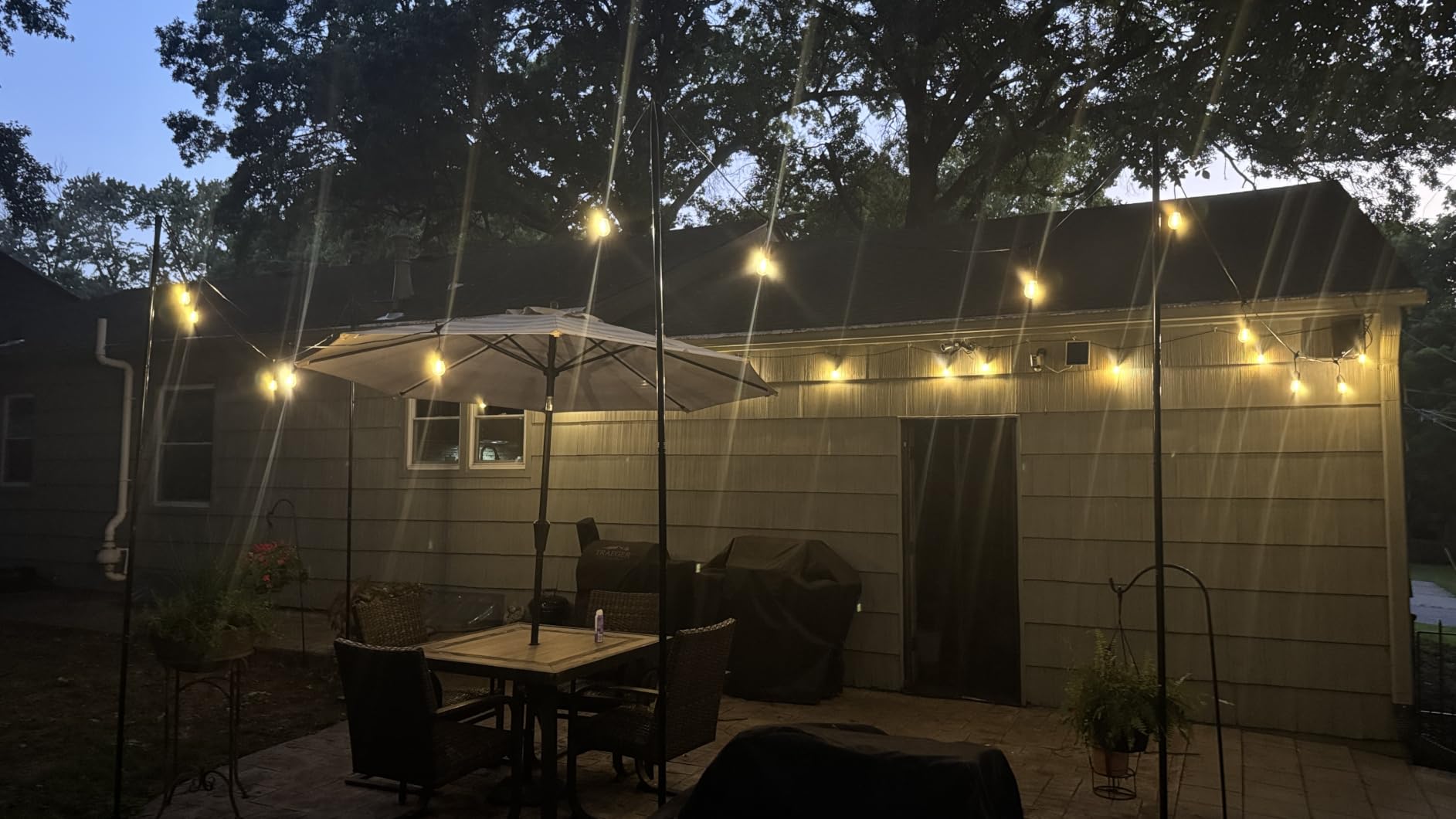 Svater Outdoor String Lights for Outside 150 FT Waterproof Commercial Grade | Hanging for Patio Bistro Cafe Backyard Deck, Shatterproof 1W E26 S14 Dimmable Antique Bulbs 2700K (50 FT *3) customer photo 1