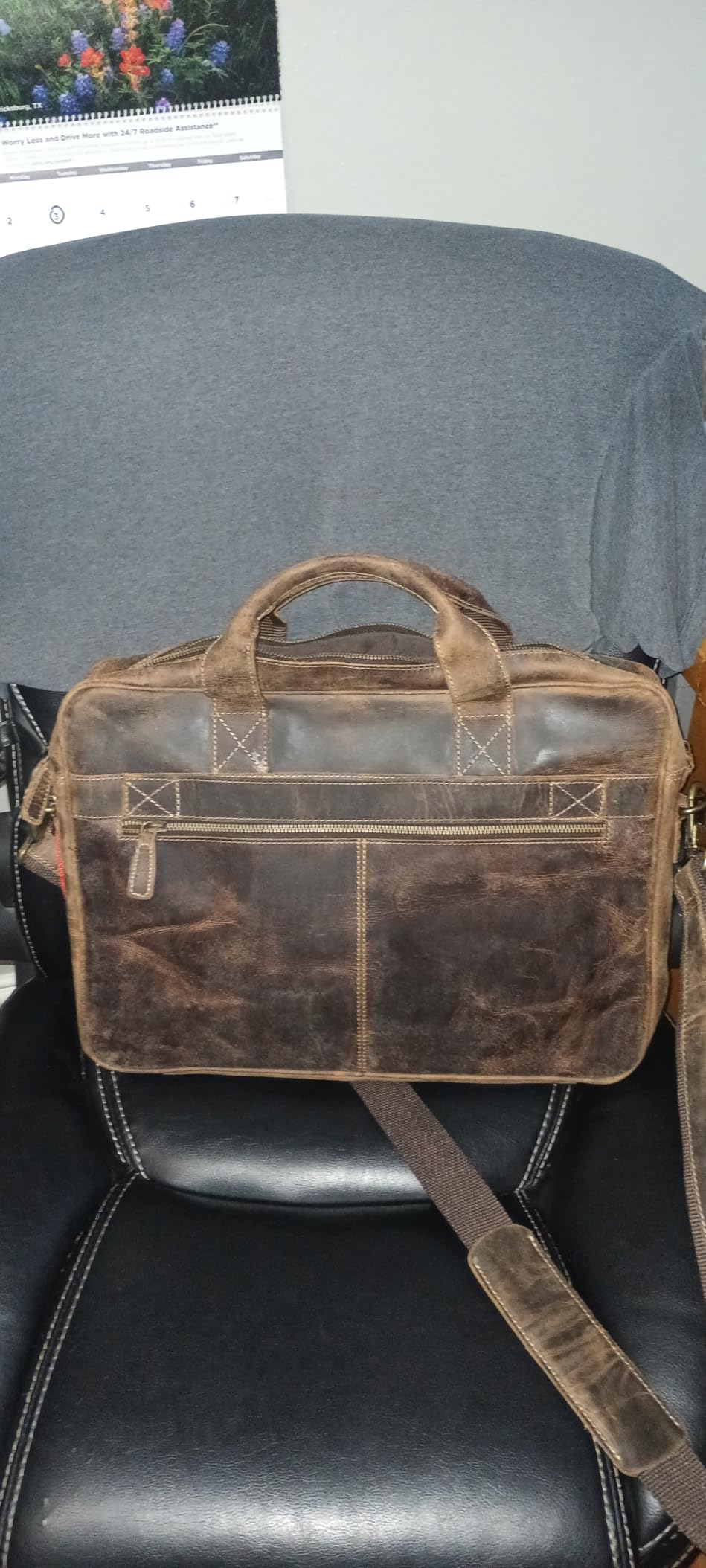 KomalC leather briefcase 16 inch laptop messenger bag satchel for men women customer photo 2