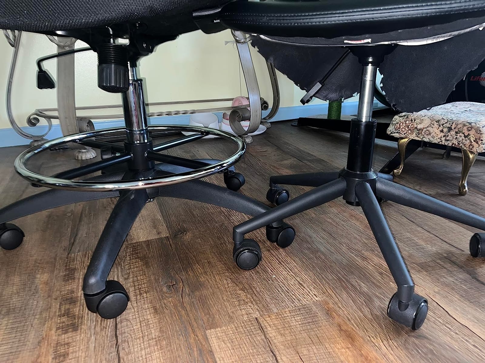 Drafting Chair Tall Office Chair High-Back Mesh Standing Desk Stool with Adjustable Footrest Ring and Flip-Up Arms Black customer photo 2