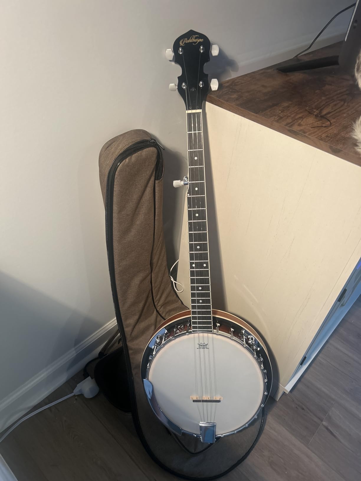Ashthorpe 5-String Banjo - Full Size with 24 Brackets, Closed Back, Mahogany Resonator, Geared 5th Tuner, Padded Gig Bag customer photo 2
