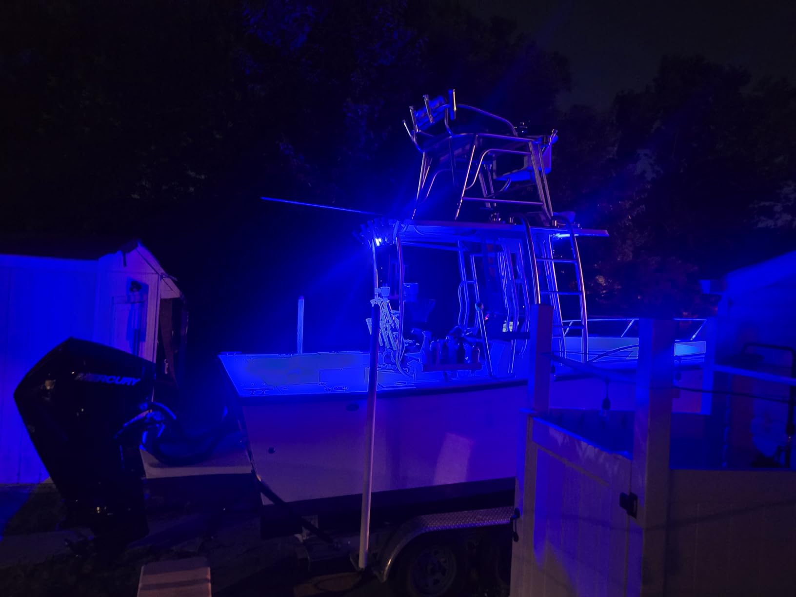 Dual Color LED Boat Spreader Light Deck Flood Beam Stainless Hardware & Bracket IP68 Waterproof Multicolor Bright High Lumen Output (White Housing, White & Blue) customer photo 1