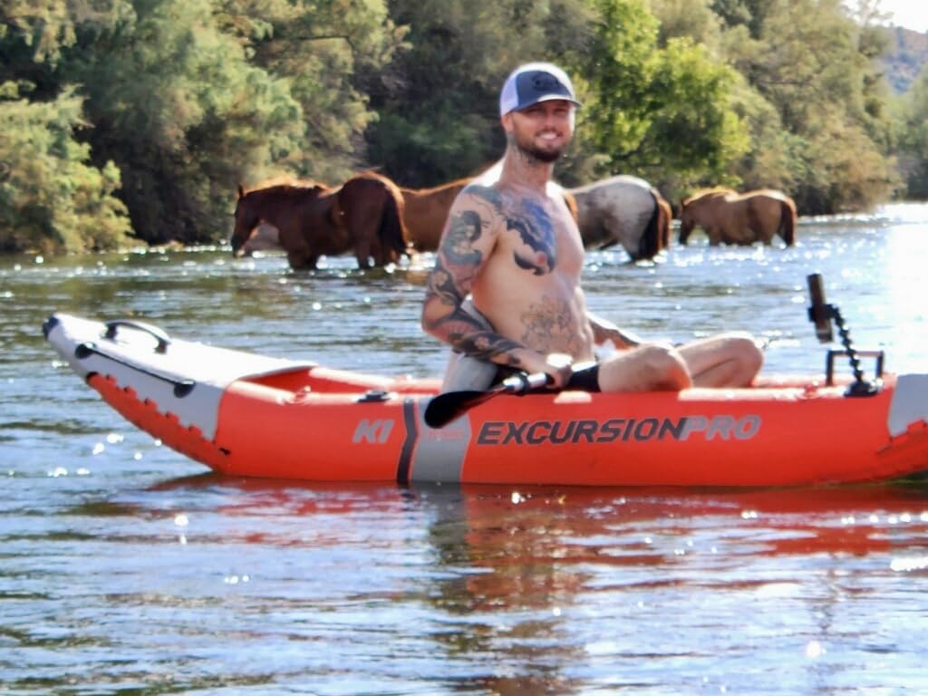 INTEX 68303EP Excursion Pro K1 Inflatable Kayak Set: Includes Deluxe 86in Kayak Paddles and High-Output Pump - SuperTough PVC - Adjustable Bucket Seat - 1-Person - 220lb Weight Capacity customer photo 2