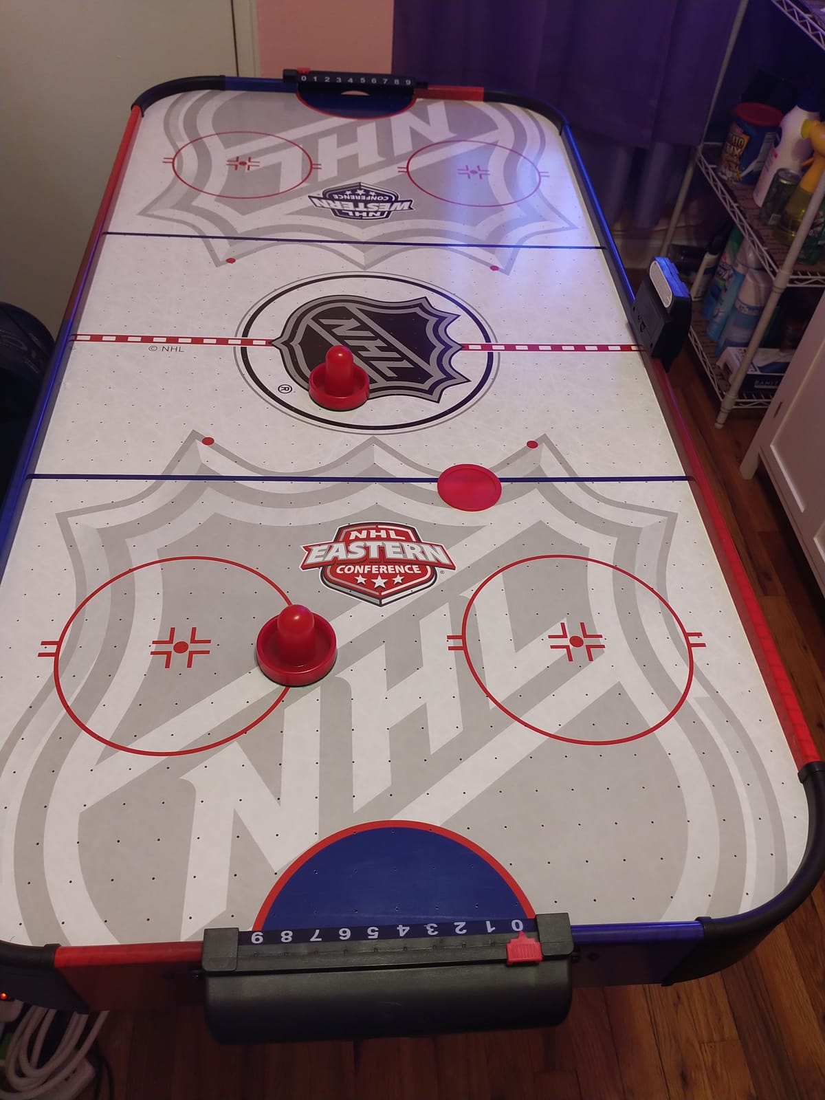 EastPoint Rush Indoor Air Hockey Table - 48 in, Multicolor - Powered Surface for Tabletop Air Hockey - LED Scoring & Stadium Sounds for Home Arcade Games customer photo 2