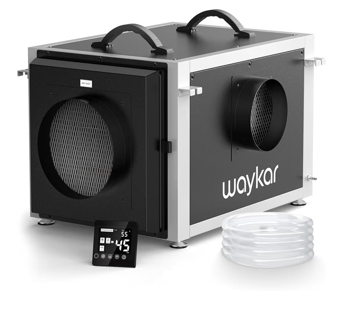 Waykar 158 Pints Crawl Space Dehumidifier with Remote Control up to 6,500 sq. ft., Dual Duct HVAC Commercial Whole-House Dehumidifier for Basement, Industry Water Damage Unit - 5-Year Quality Coverage customer photo 1