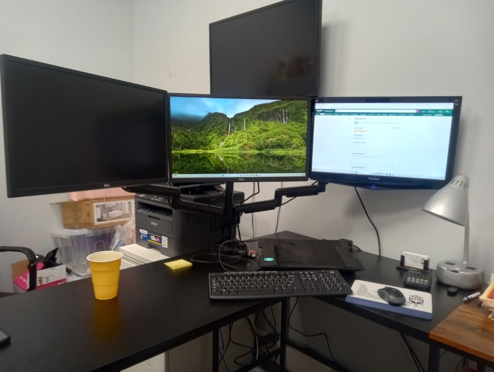 ErGear Triple Monitor Mount for 13-27 inch Screens, Triple Monitor Arms with USB, Heavy Duty Three Monitors Stand with Tilt, Swivel, Rotation, Holds Up to 17.6 lbs Each Arm customer photo 2