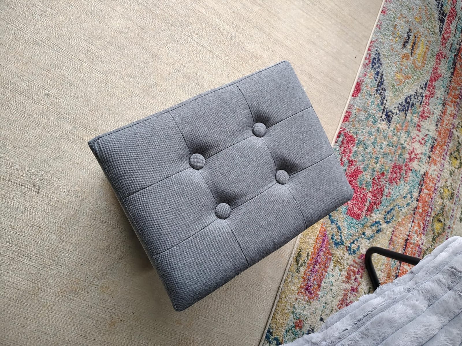 ALASDO Storage Ottoman Footrest Stool Small Ottoman with Storage Foldable Ottomans Foot Rest Footstool Bench for Living Room 17x13x13inches Grey customer photo 1