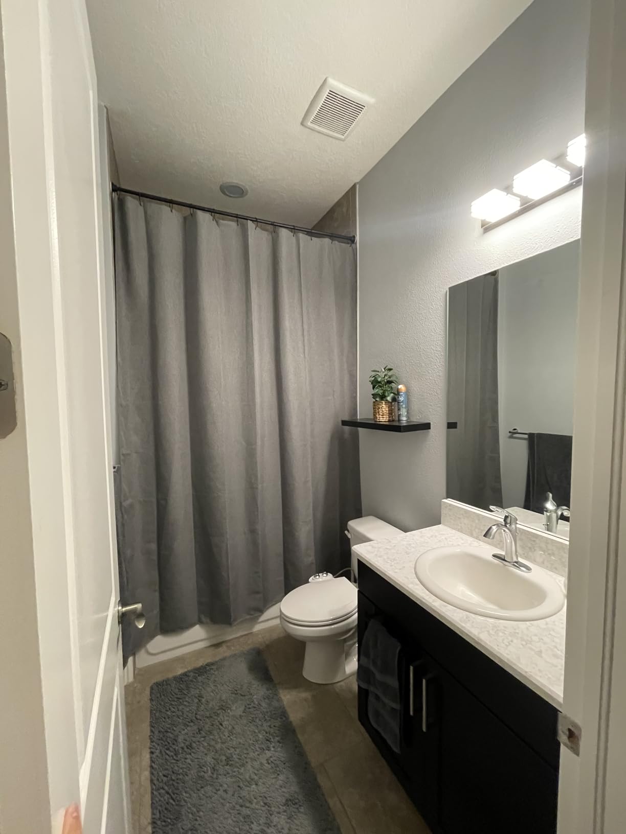 BTTN Beige Linen Textured Waterproof Cloth Shower Curtain Set, 72x72, Cream customer photo 2